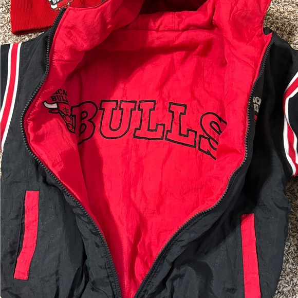 Pro Player Chicago Bulls Jacket Reversible Youth XL 18-20 Vintage With Headband - Picture 7 of 13